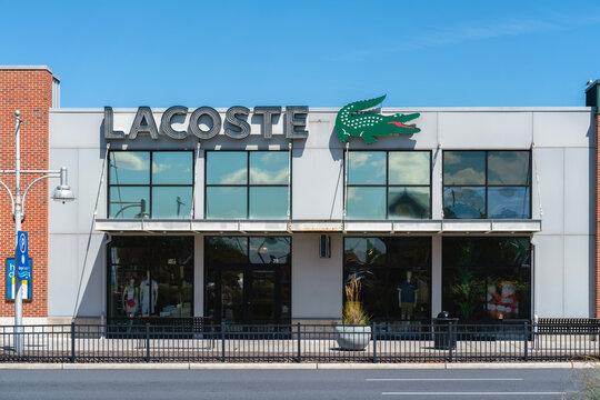 Atlantic City, NJ - Aug 26, 2025: Close-up view of Lacoste, is a French designer sportswear brand, famous for its crocodile logo and the creation of the first polo shirt, founded in 1933