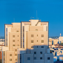 Villeurbanne Skyscraper Towers in Bright Evening Light, Lyon Skyline