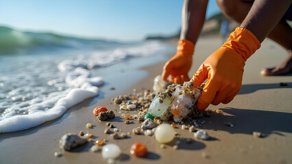 Beach Cleanup Volunteer Plastic Pollution Shoreline