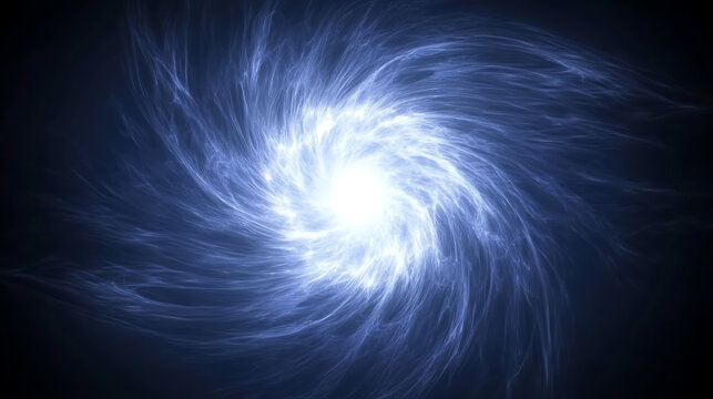Radiant Blue Spiral in Cosmic Darkness