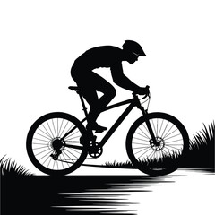 Fototapeta premium Cyclist Silhouette Riding a Bike Vector Illustration