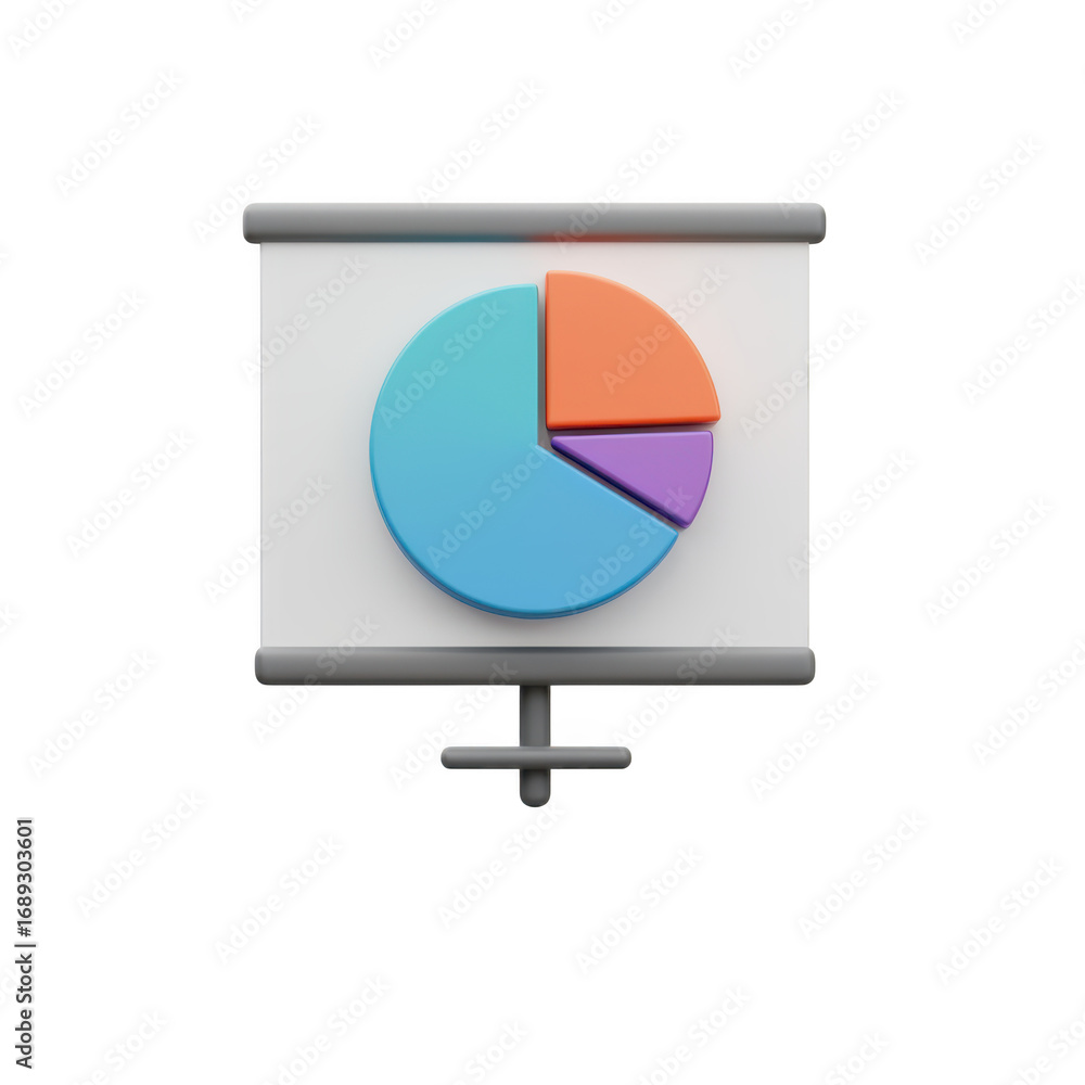 Poster 3d pie chart presentation screen isolated on transparent background