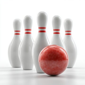 A bowling ball positioned in front of bowling pins, set up and ready for a strike! A symbol of fun and competition.