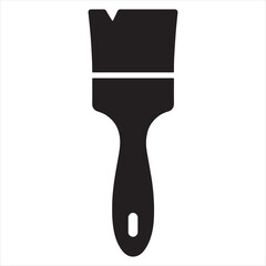 Simple black silhouette of a flat paintbrush with a wooden handle and bristles