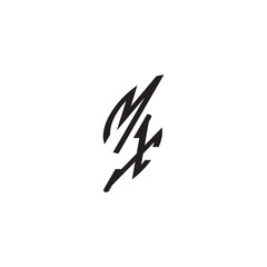 curved oval shape alphabet initial logo vector MX gaming monogram Black  letter