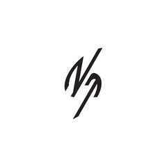 curved oval shape alphabet initial logo vector NT gaming monogram Black  letter