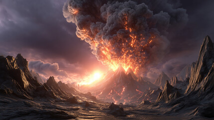燃えるような火山