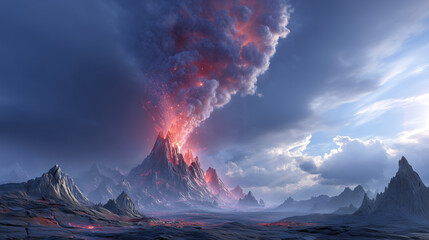 燃えるような火山
