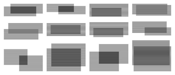 Set of striped geometric patterns isolated on white. Vector illustration.