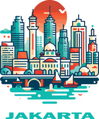 Jakarta indonesia logo icon vector white background .