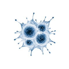 Microscopic View of Cancer Cells Abstract Blue Cellular Structure