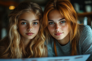 girls engrossed in a magazine.