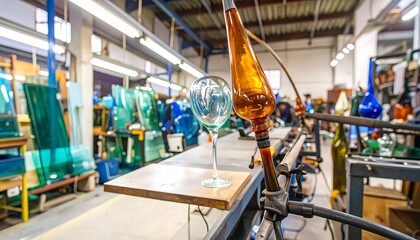 Glassblowing workshop, wine glass production