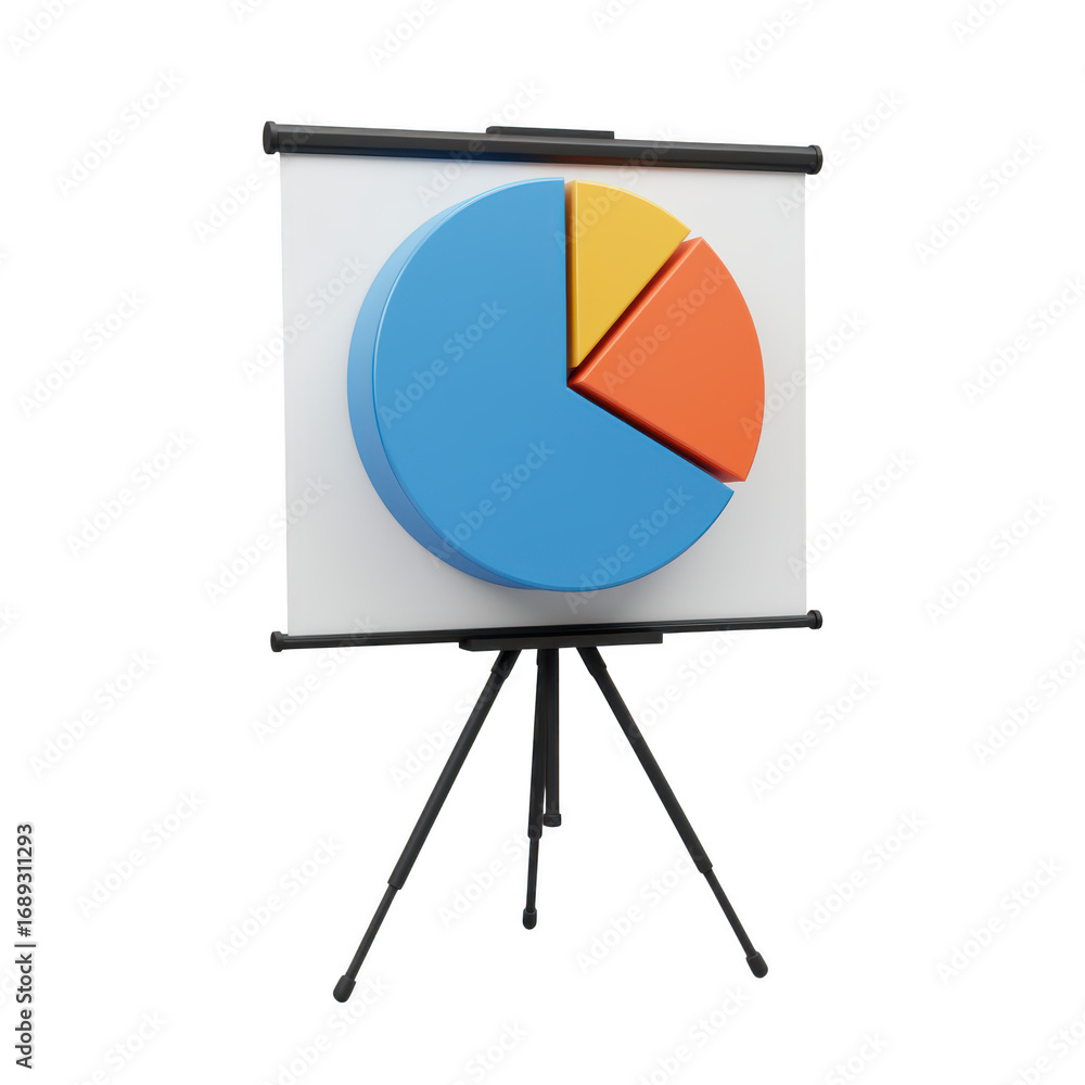Aufkleber 3d pie chart presentation on easel isolated on transparent background