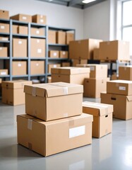 Warehouse filled with cardboard boxes
