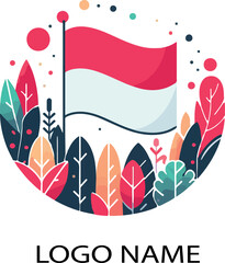 Indonesia flag logo icon vector white background .