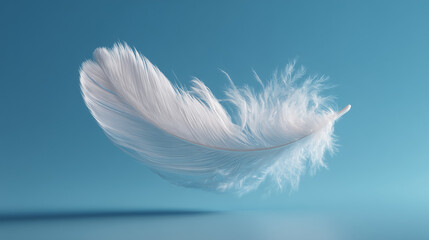 White feather floating symbolizing freedom and creativity
