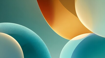 Dynamic Abstract Composition with Colorful Shapes and Smooth Curves on a Soft Background