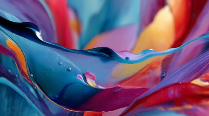 Colorful Abstract Fluid Art with Vibrant Blue Red and Yellow Swirls Creating Dynamic Texture