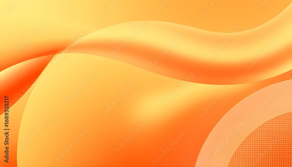 Poster abstract flowing orange and yellow background with soft curves and gradients.