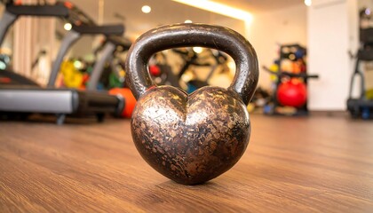 Heart-shaped kettlebell in a gym
