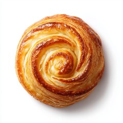 Fototapeta premium A close-up shot of a delicious, freshly baked pastry roll, golden brown and swirled beautifully