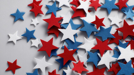 Obraz premium Vibrantly Patriotic Stars in Red, White, and Blue: Celebrating National Symbolism and Festive Spirit