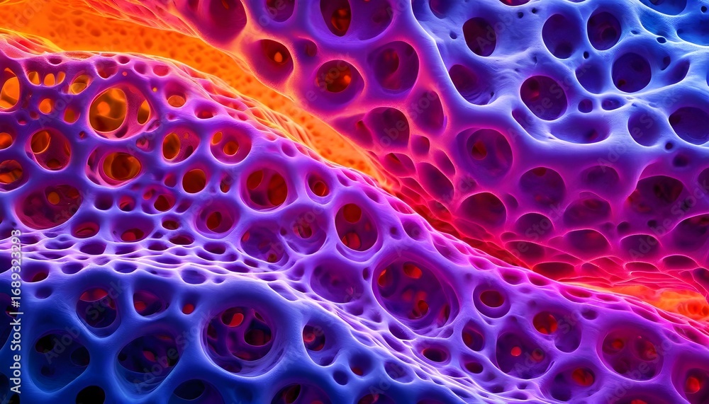 Poster abstract 3d render of vibrant porous structure.