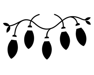 Christmas light bulbs  black silhouette vector