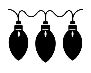 Christmas light bulbs  black silhouette vector