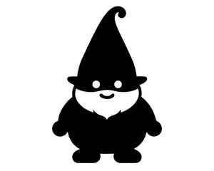 Cute Christmas gnome  simple black silhouette vector