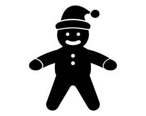 Gingerbread Man with Santa hat  black silhouette vector