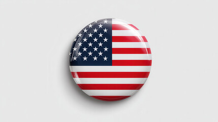Round Badge Featuring American Flag with Stars and Stripes, Symbolizing National Pride and Patriotism in Red, White, and Blue