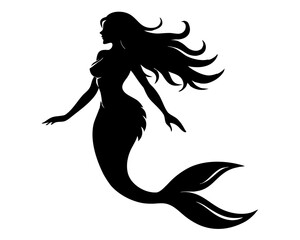 Mermaid Silhouette silhouette vector,Mermaid icon