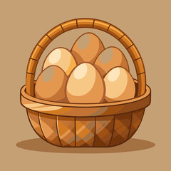 wooden egg in basket