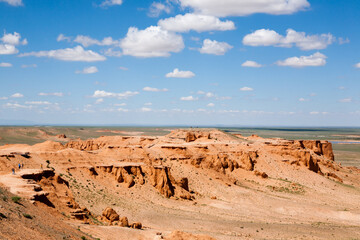 Flaming Cliffs rocks landscape, Mongolia. Gobi desert