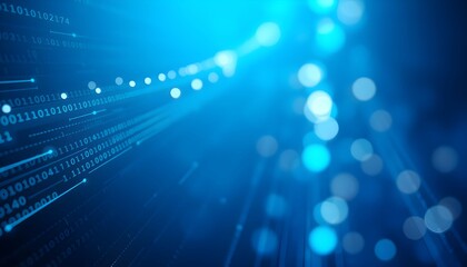 Abstract blue digital data stream background.