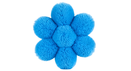 Blue Plush Flower Petal Decoration Isolated on Black Background for Spring and Easter Designs