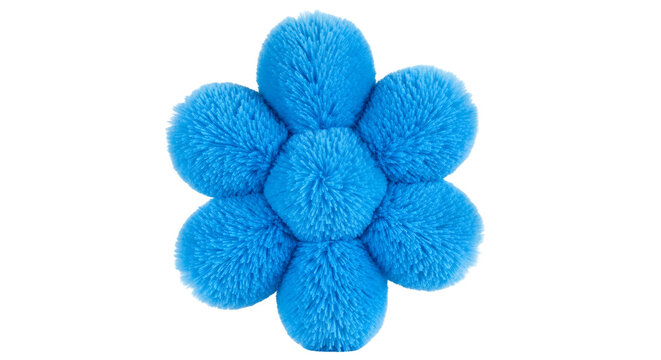 Blue Plush Flower Petal Decoration Isolated on Black Background for Spring and Easter Designs
