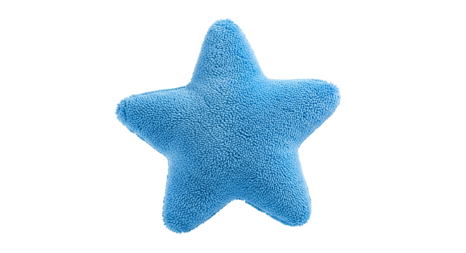 Blue Star Pillow Soft Texture Cozy Comfort Dreamy Decorative Element Isolated on Black Background