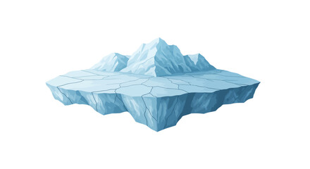 Cartoon Iceberg with Cracks and Mountainous Peaks.