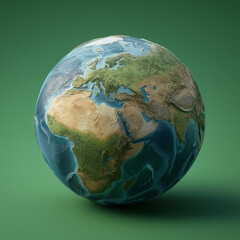 Fototapeta premium a realistic photograph of the earth with detailed features, centered on a white background. the planet is seen from above and has clear oceans in its waters, 