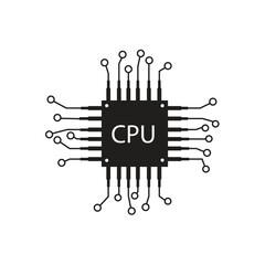 Electronic microchip, cpu icon, Vector illustration