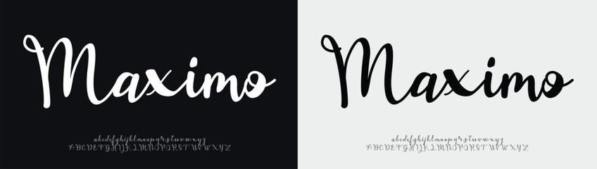 Maximo Signature Elegant Branding Typeface. Handwritten Script Editable Text Effect Template. vector illustration 
