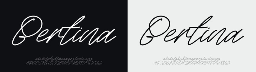 Pertina Script Elegant Signature Typeface. Lettering signature font isolated on background. brush style alphabet. Vector logo letters.
