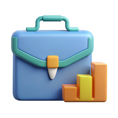 3D icon of a business case with a financial growth chart, with a transparent background - Generative AI
