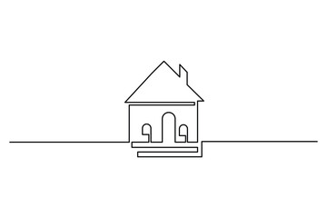 House continuous one line drawing and minimalist style isolate outline vector illustration