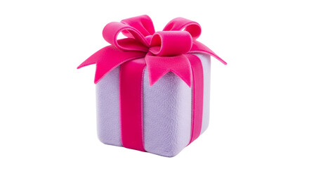 Obraz premium Elegant Pink Gift Box with Bow Isolated on White Background for Holiday Celebrations