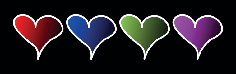 Minimal White Linear Style Heartbeat Vector Icons with Gradiant Colour Logo and Vector Design on Black Background