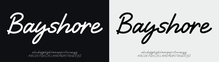 Bayshore signature Font Calligraphy Logotype Script Brush Font Type Font lettering handwritten. vector illustration 
